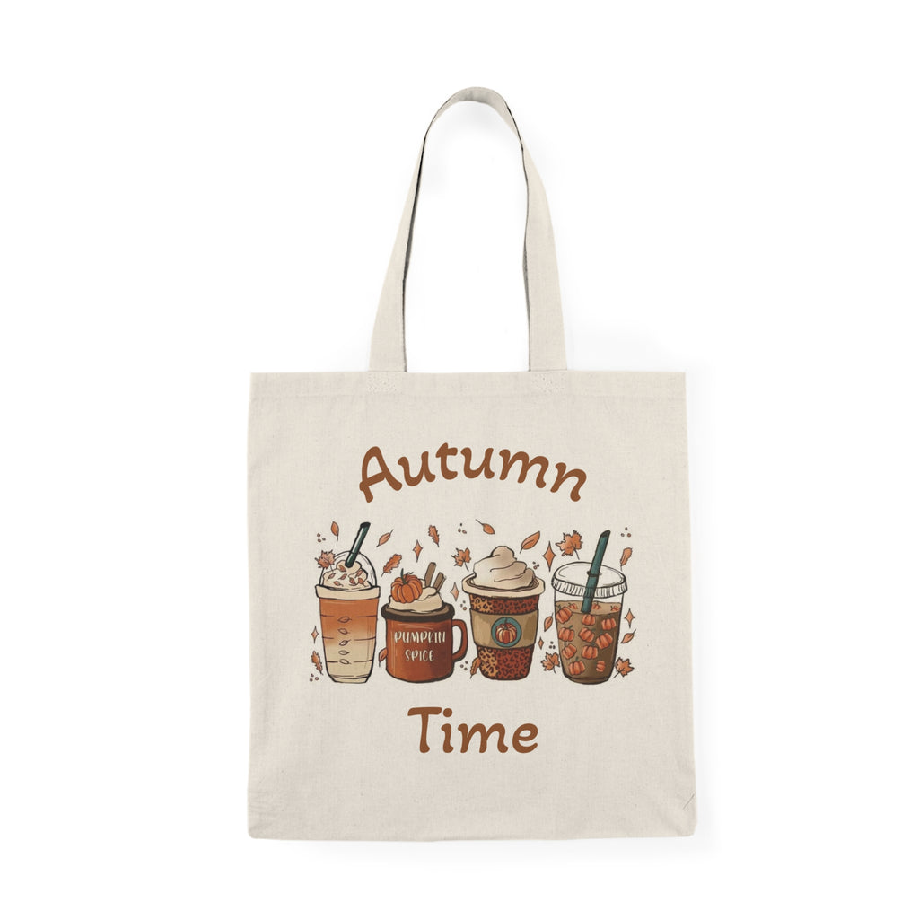 Autumn Time Pumpkin Spice Drinks Tote Bag | Fall Coffee Illustration